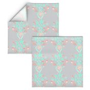 8x8 Coral Peach Mint Green Gray Grey Watercolor Ikat Linen Texture _ Miss Chiff Designs  