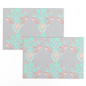 8x8 Coral Peach Mint Green Gray Grey Watercolor Ikat Linen Texture _ Miss Chiff Designs  