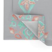 8x8 Coral Peach Mint Green Gray Grey Watercolor Ikat Linen Texture _ Miss Chiff Designs  