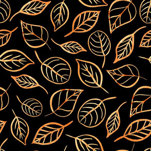 Golden leaves pattern on black