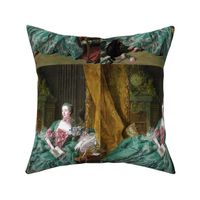 Madame de Pompadour baroque rococo victorian green ballgowns pink roses Marie Antoinette floral flowers cherubs angels french france beautiful woman books gowns portraits lady mistress of king Louis XV beauty dogs cocker spaniel romantic study rooms bedr