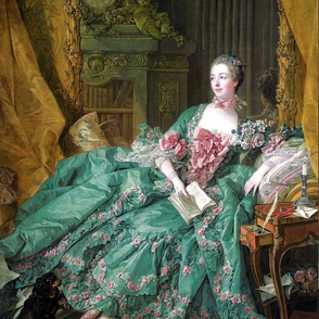  Madame de Pompadour baroque rococo victorian green ballgowns pink roses Marie Antoinette floral flowers cherubs angels french france beautiful woman books gowns portraits lady mistress of king Louis XV beauty dogs cocker spaniel romantic study rooms bedr