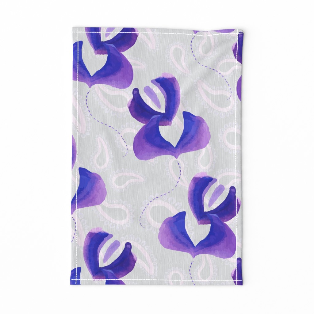 Jumbo Pink Gray Grey Purple Paisley Watercolor Abstract Floral  Large Scale _ Miss Chiff Designs 