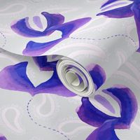 Jumbo Pink Gray Grey Purple Paisley Watercolor Abstract Floral  Large Scale _ Miss Chiff Designs 