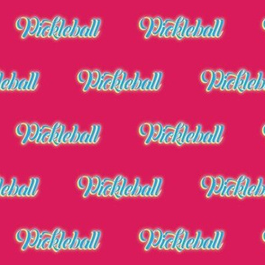 Pickleball Text In Blue On Hot Pink