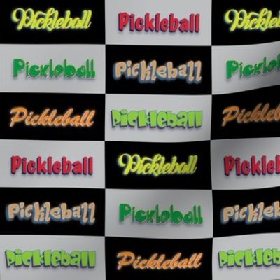 Pickleball Checker MultiFont On Grey & Black