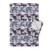 Baby African elephants joy night and day // small scale // pink and violet
