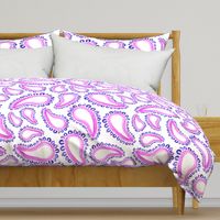 Jumbo Pink Magenta Purple Plum Watercolor Paisley Home Decor White _ Miss Chiff Designs 