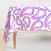 Jumbo Pink Magenta Purple Plum Watercolor Paisley Home Decor White _ Miss Chiff Designs 