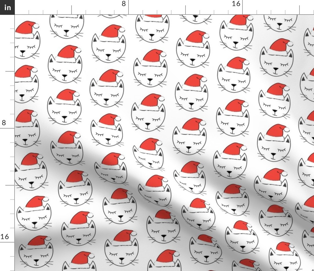 sleepy cats with santa hats