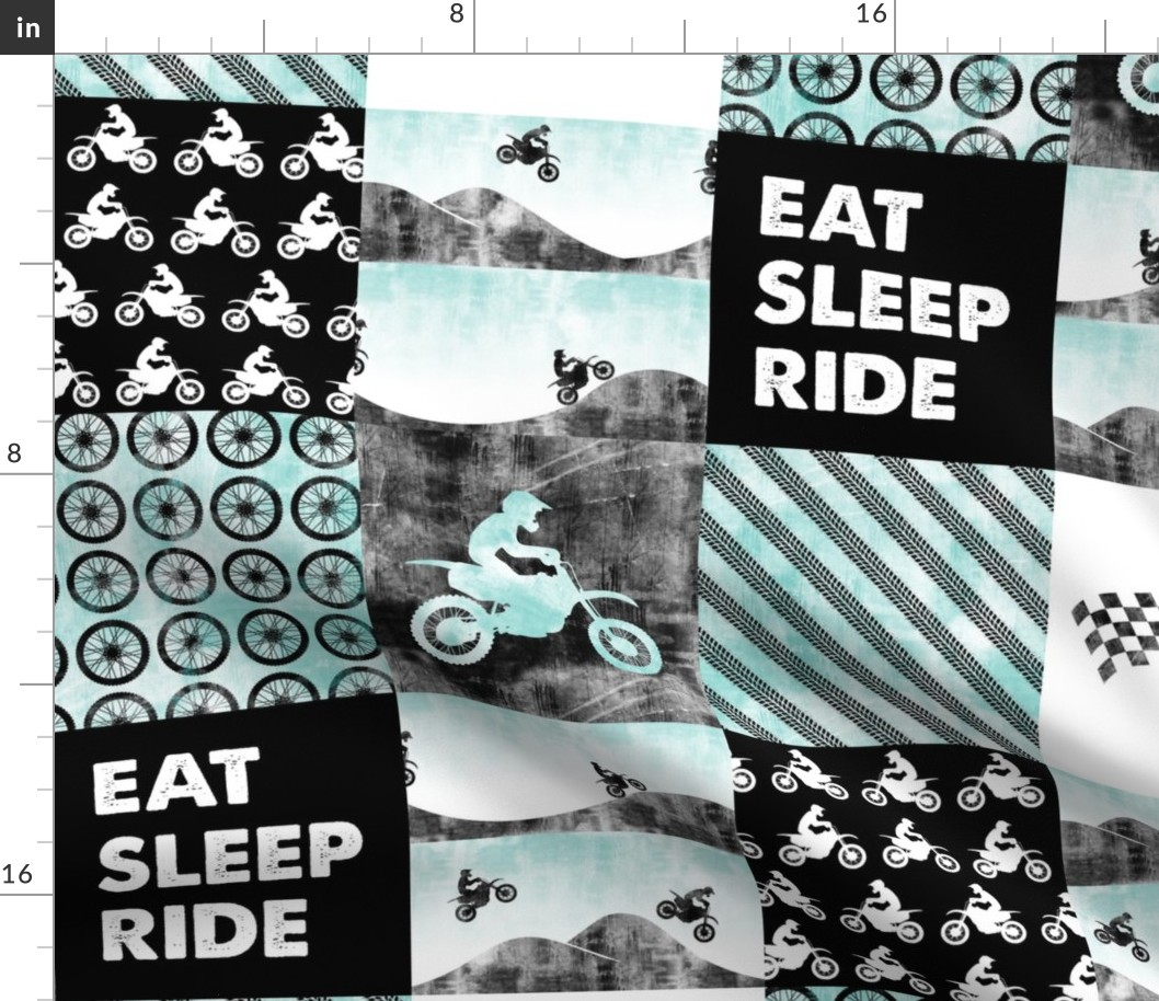 Motocross Patchwork - EAT SLEEP RIDE - Blue