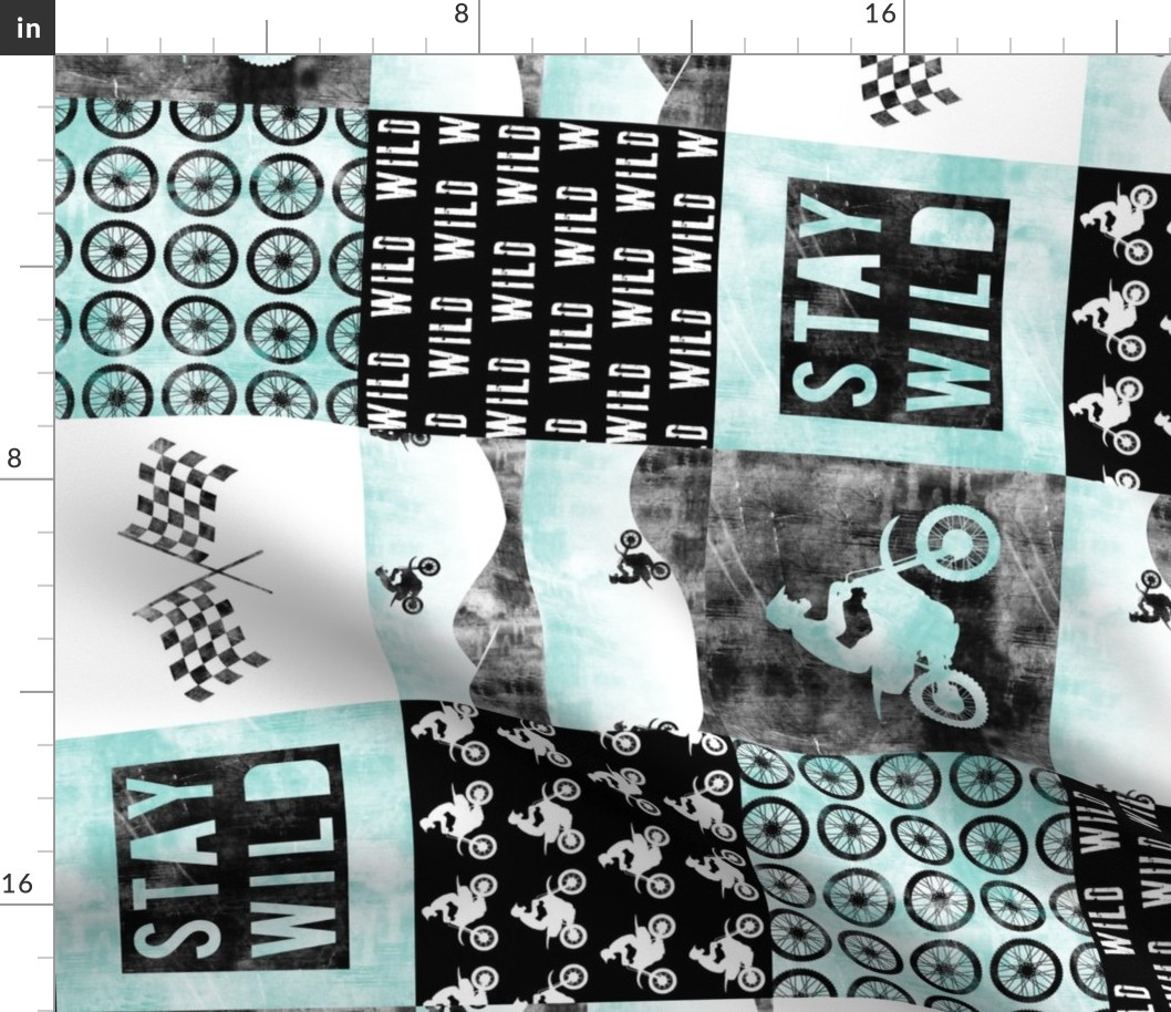 Motocross Patchwork - Stay Wild - Blue (90)