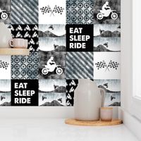 Motocross Patchwork - EAT SLEEP RIDE - Faded blue