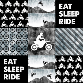 Motocross Patchwork - EAT SLEEP RIDE - Faded blue