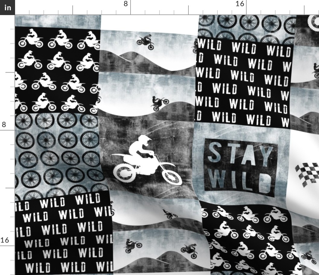 Motocross Patchwork - Stay Wild - Faded blue 