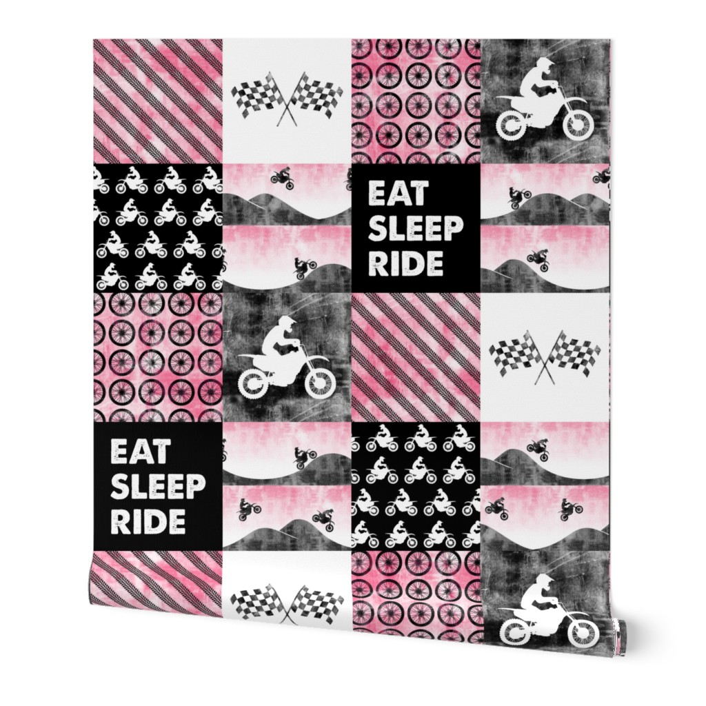 Motocross Patchwork - EAT SLEEP RIDE - Pink