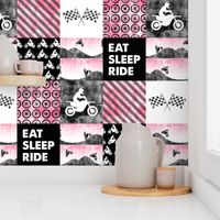 Motocross Patchwork - EAT SLEEP RIDE - Pink
