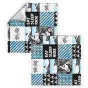 Motocross Patchwork - EAT SLEEP RIDE -  Bright Blue (90)