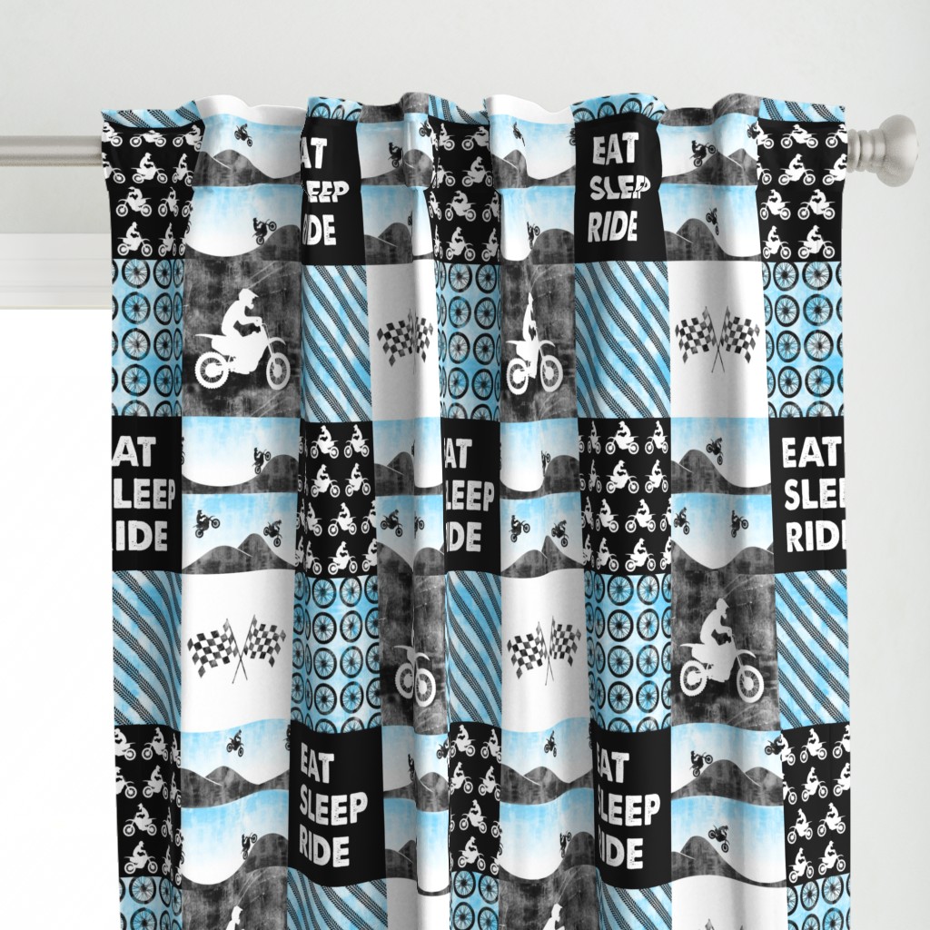 Motocross Patchwork - EAT SLEEP RIDE - Bright Blue