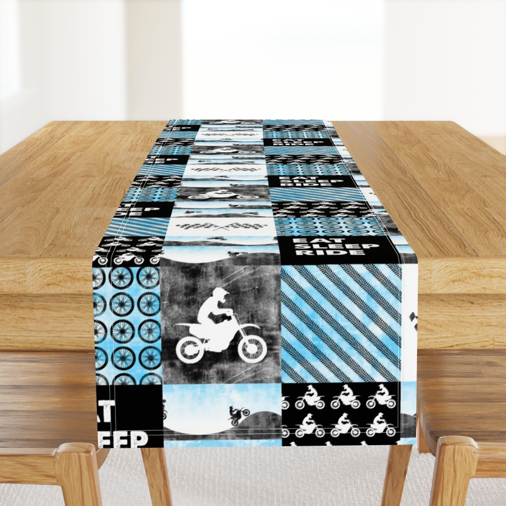 Motocross Patchwork - EAT SLEEP RIDE - Bright Blue