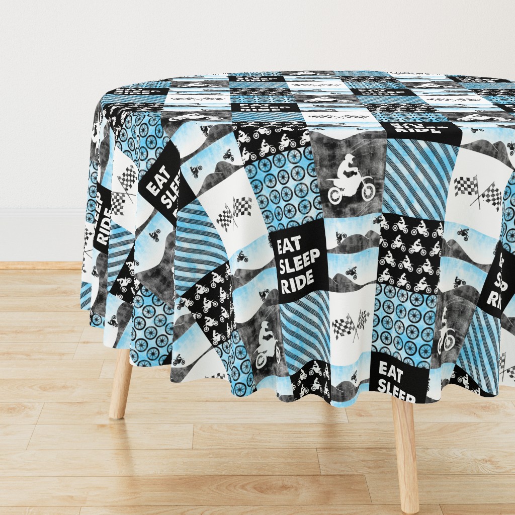 Motocross Patchwork - EAT SLEEP RIDE - Bright Blue