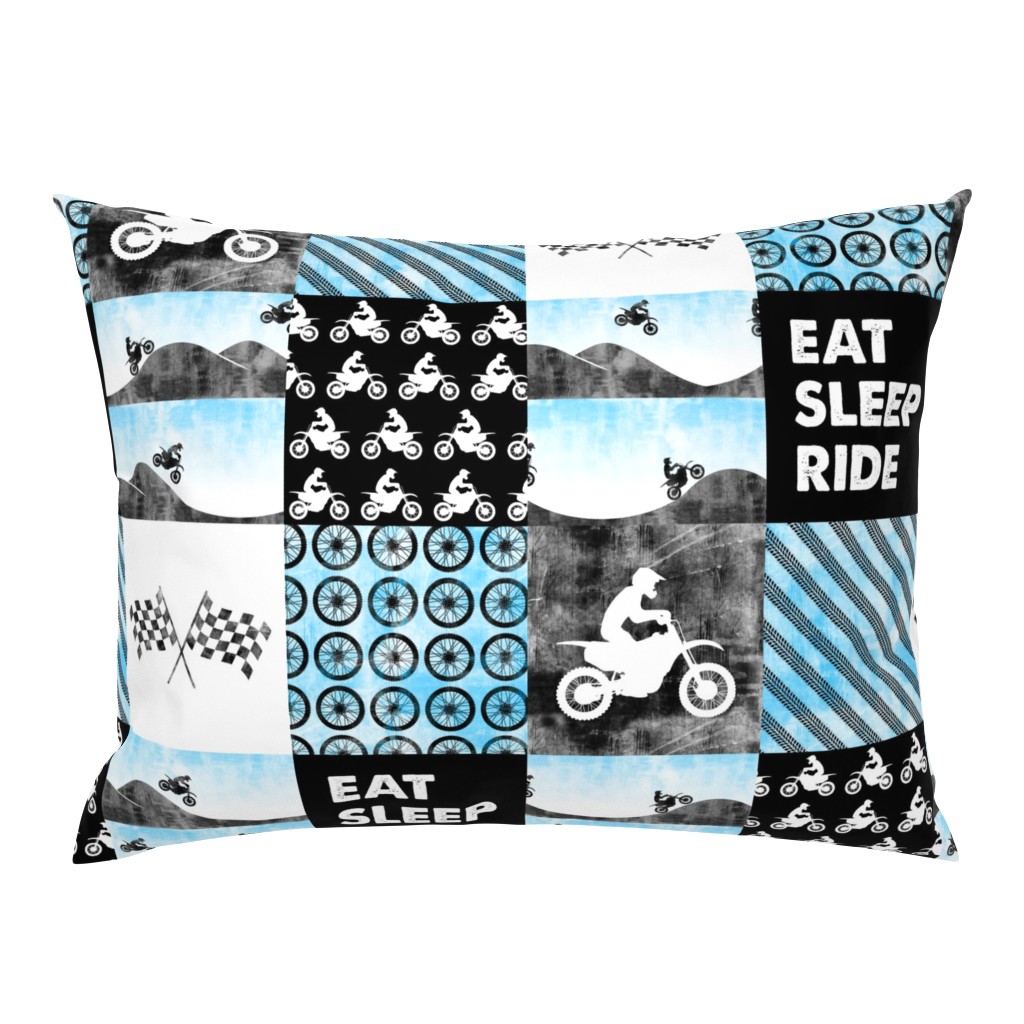 Motocross Patchwork - EAT SLEEP RIDE - Bright Blue