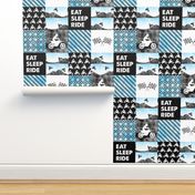 Motocross Patchwork - EAT SLEEP RIDE - Bright Blue