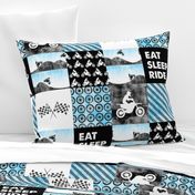 Motocross Patchwork - EAT SLEEP RIDE - Bright Blue