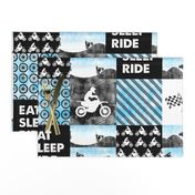 Motocross Patchwork - EAT SLEEP RIDE - Bright Blue