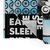 Motocross Patchwork - EAT SLEEP RIDE - Bright Blue