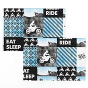 Motocross Patchwork - EAT SLEEP RIDE - Bright Blue