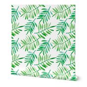 Botanical garden watercolors summer palm leaves green 