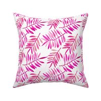 Botanical garden watercolors summer palm leaves bright pink