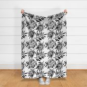 Botanical garden watercolors summer palm leaves monochrome black and white jumbo