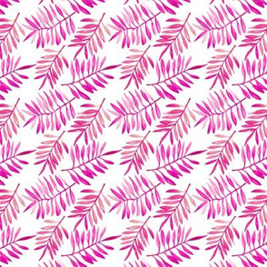 Botanical garden watercolors summer palm leaves bright pink xs