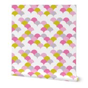 Abstract trend design shell scallop bubble print pink lilac girls