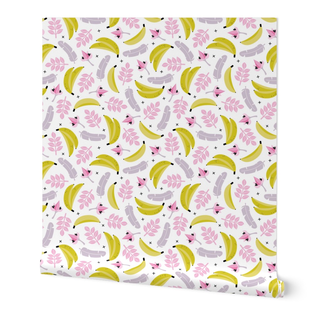 Summer banana jungle tropical flowers hawaii kids print girls