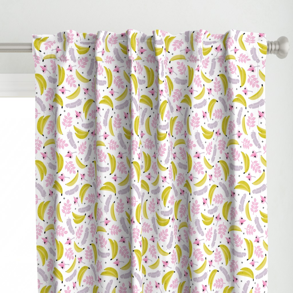 Summer banana jungle tropical flowers hawaii kids print girls