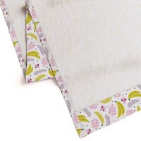 Summer banana jungle tropical flowers hawaii kids print girls