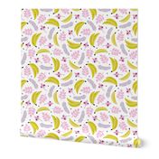 Summer banana jungle tropical flowers hawaii kids print girls