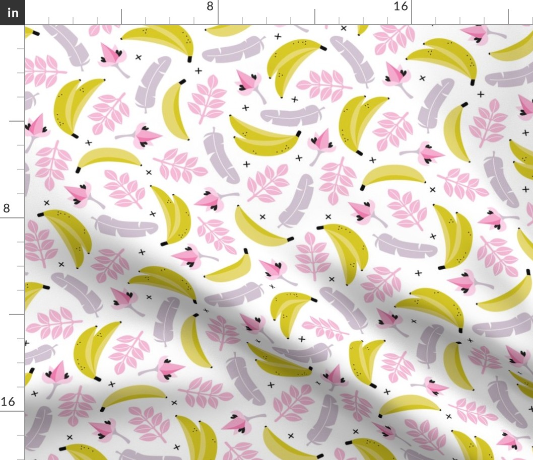 Summer banana jungle tropical flowers hawaii kids print girls