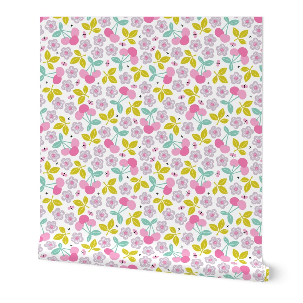 Sweet cherry blossom botanical garden farmer's market summer design girls