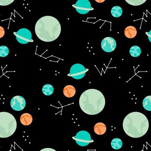 Magic universe cool galaxy planet print with moon and stars space gender neutral