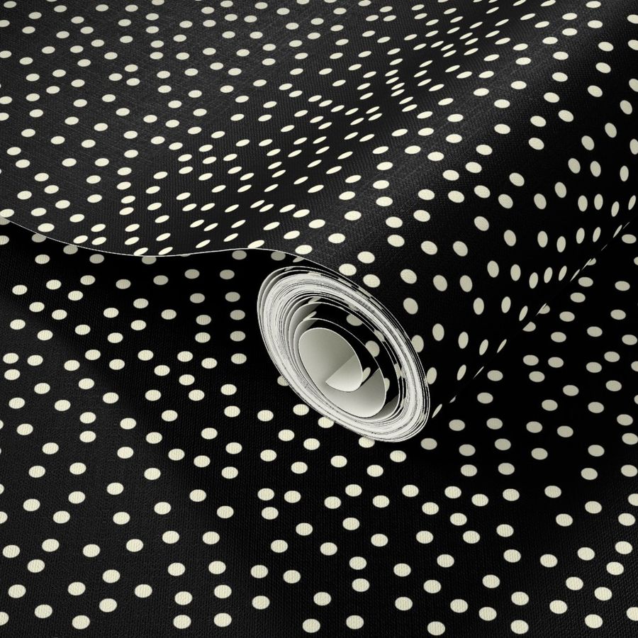 Twinkling Creamy Dots on Deep Black - Medium Scale