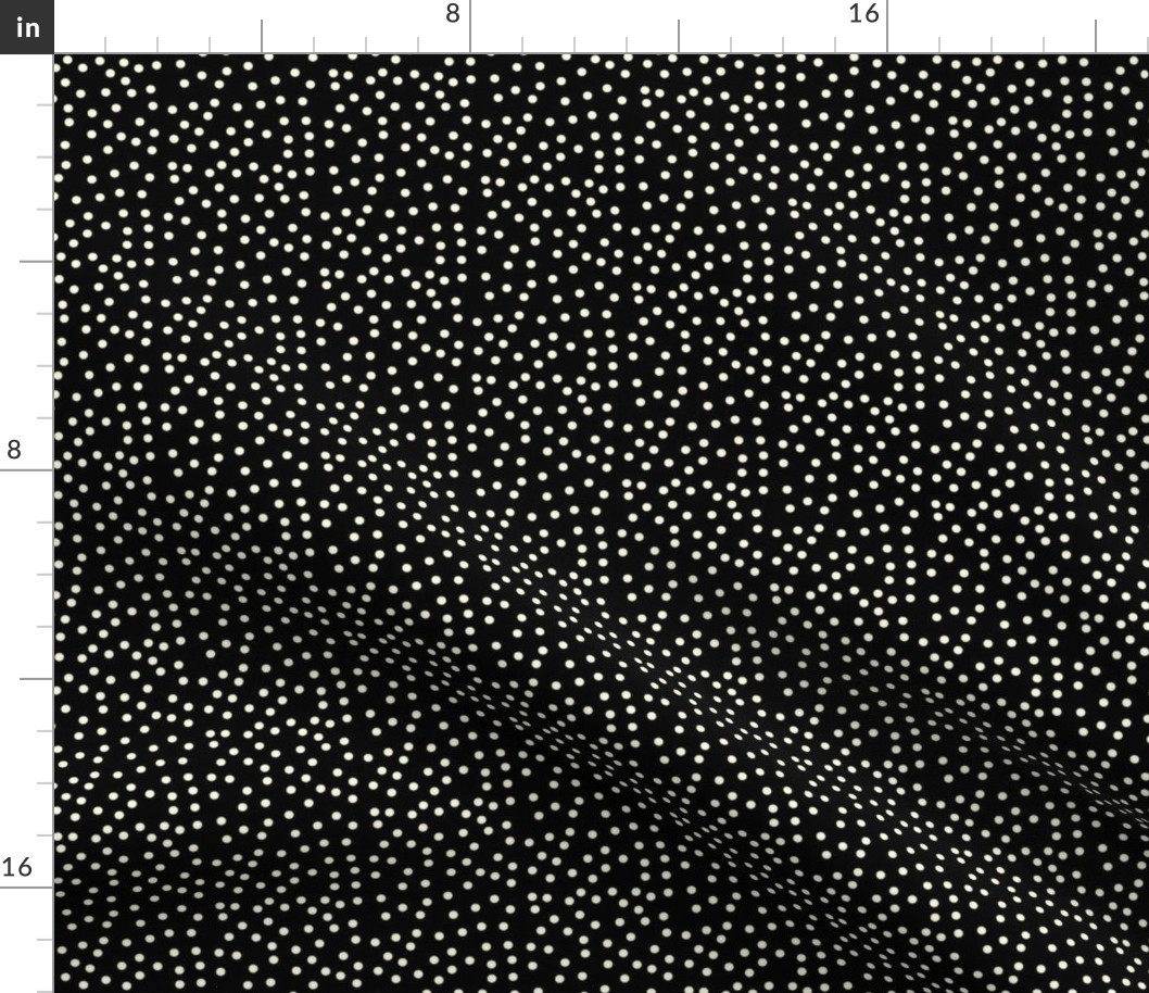 Twinkling Creamy Dots on Deep Black - Medium Scale