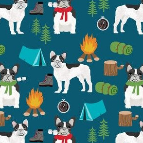 french bulldog camping outdoors nature dog breed fabric navy
