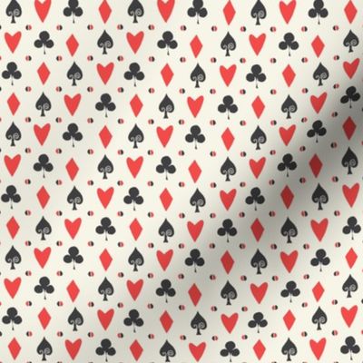 TINY alice in wonderland cards fabric // card suits, spade, heart, diamonds, clover