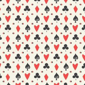 TINY alice in wonderland cards fabric // card suits, spade, heart, diamonds, clover