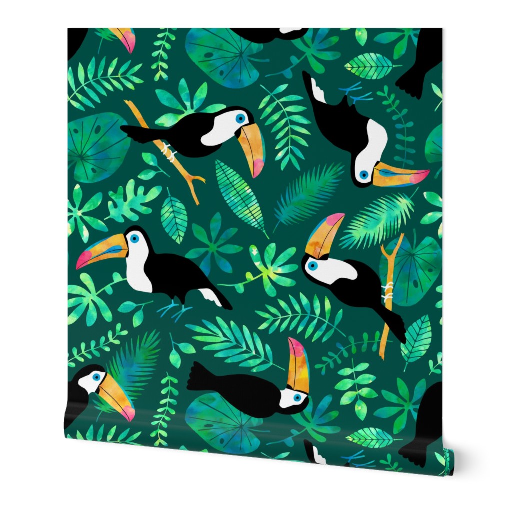 Jumbo Toucan Jungle watercolor green