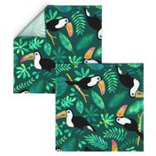 Jumbo Toucan Jungle watercolor green